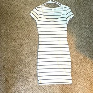 navy and white striped dress